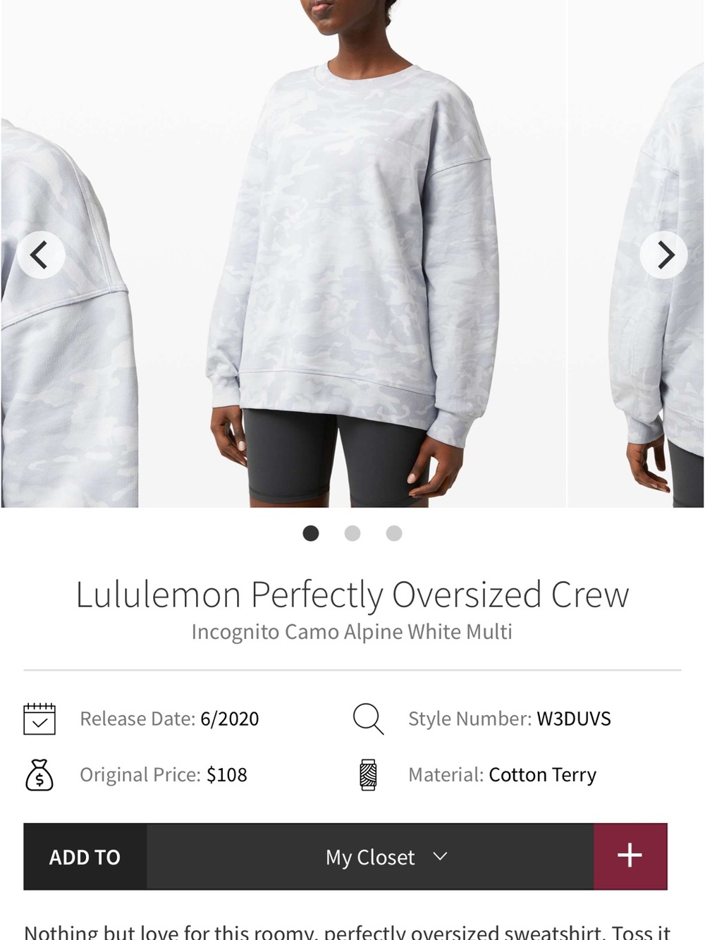 Lululemon perfectly oversized crew